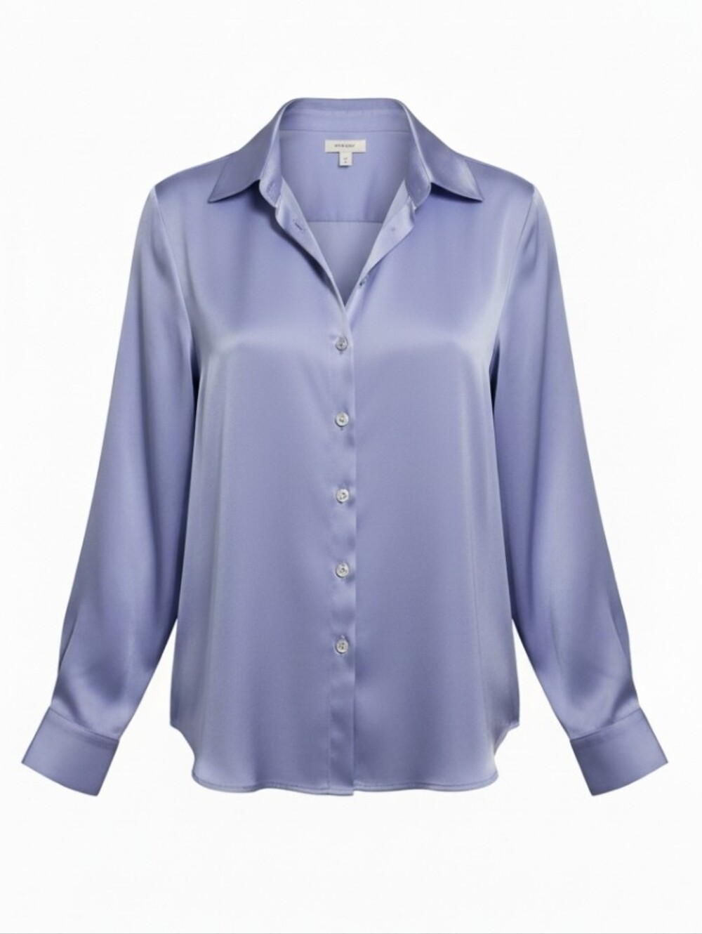 A NEW DAY Lavender Satin Button-Down Blouse